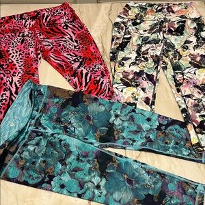 3 Pair Activewear Cropped Capri Leggings: Material Girl, RBX, 90 Degrees, Sz Lar